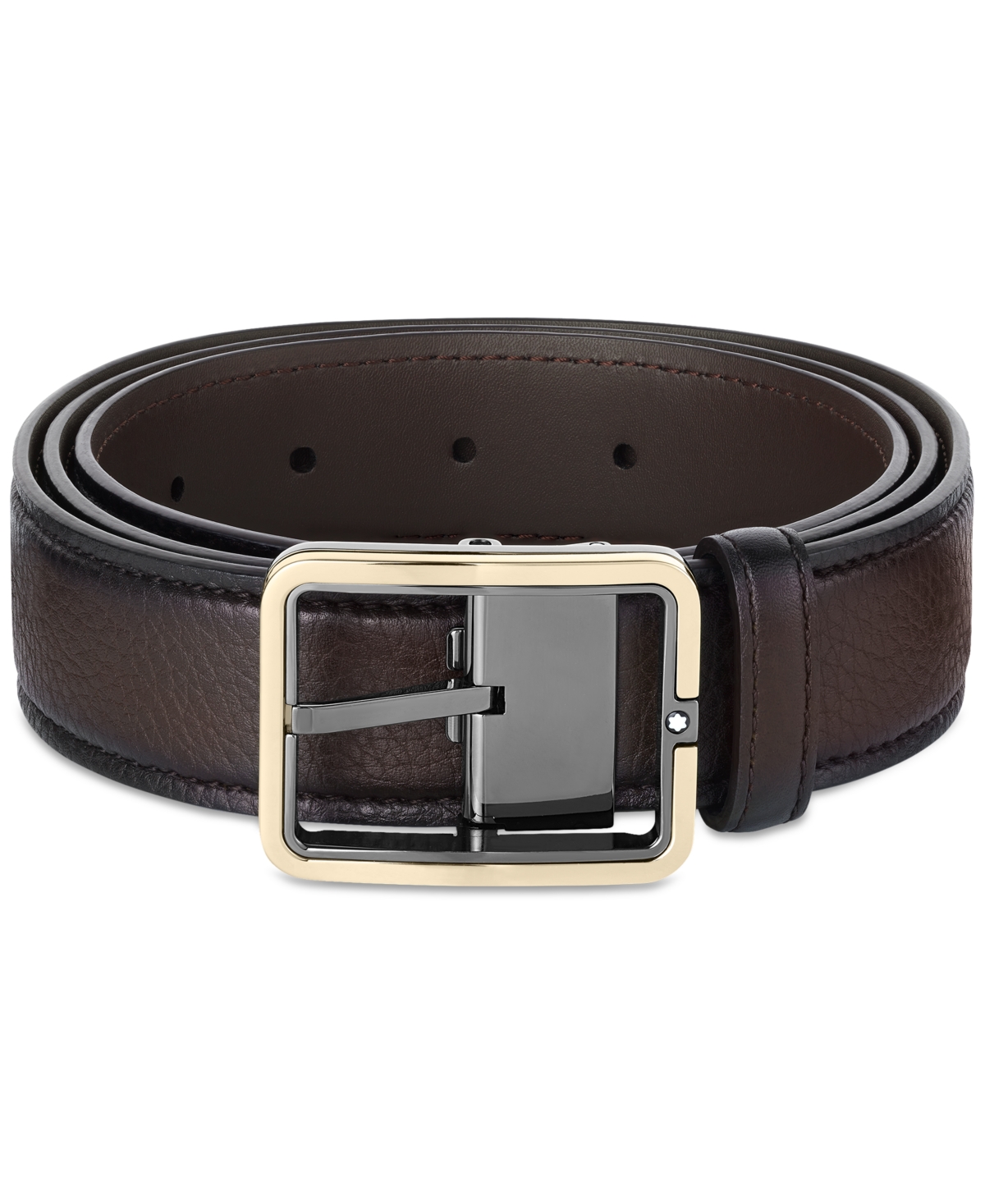 Shop Montblanc Rectangular Buckle Leather Belt In Brown