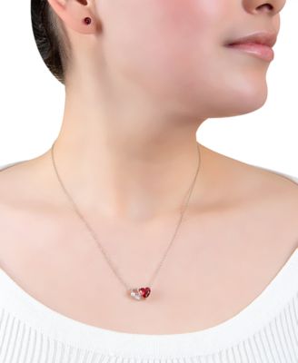 Giani Bernini, 2 шт. Колье-подвеска с грушей и сердечком из кубического циркония и круглые серьги-гвоздики из чистого серебра, созданные для Macy's