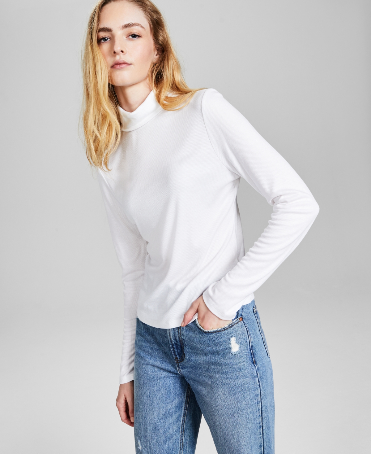 And Now This Women's Long Sleeve Turtleneck Top, Created For Macy's In White