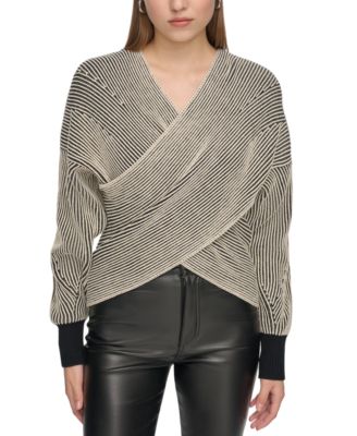 DKNY Jeans - Women's Crossover Front Ribbed Sweater