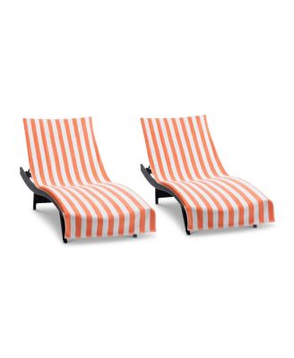 California Cabana Chaise Lounge Covers (2 Pack), Striped Color Options, 30x85 in. with 8" Fitted Pocket for Beach or Pool Chair