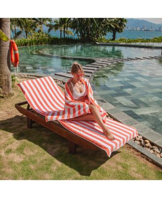 California Cabana Chaise Lounge Covers (2 Pack), Striped Color Options, 30x85 in. with 8" Fitted Pocket for Beach or Pool Chair