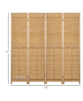 Bamboo Woven 4 Panel Room Divider, 5.5', Natural