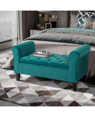 Button-Tufted Storage Ottoman Bed Bench,