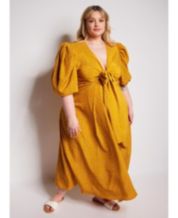 Macys plus discount size yellow dresses