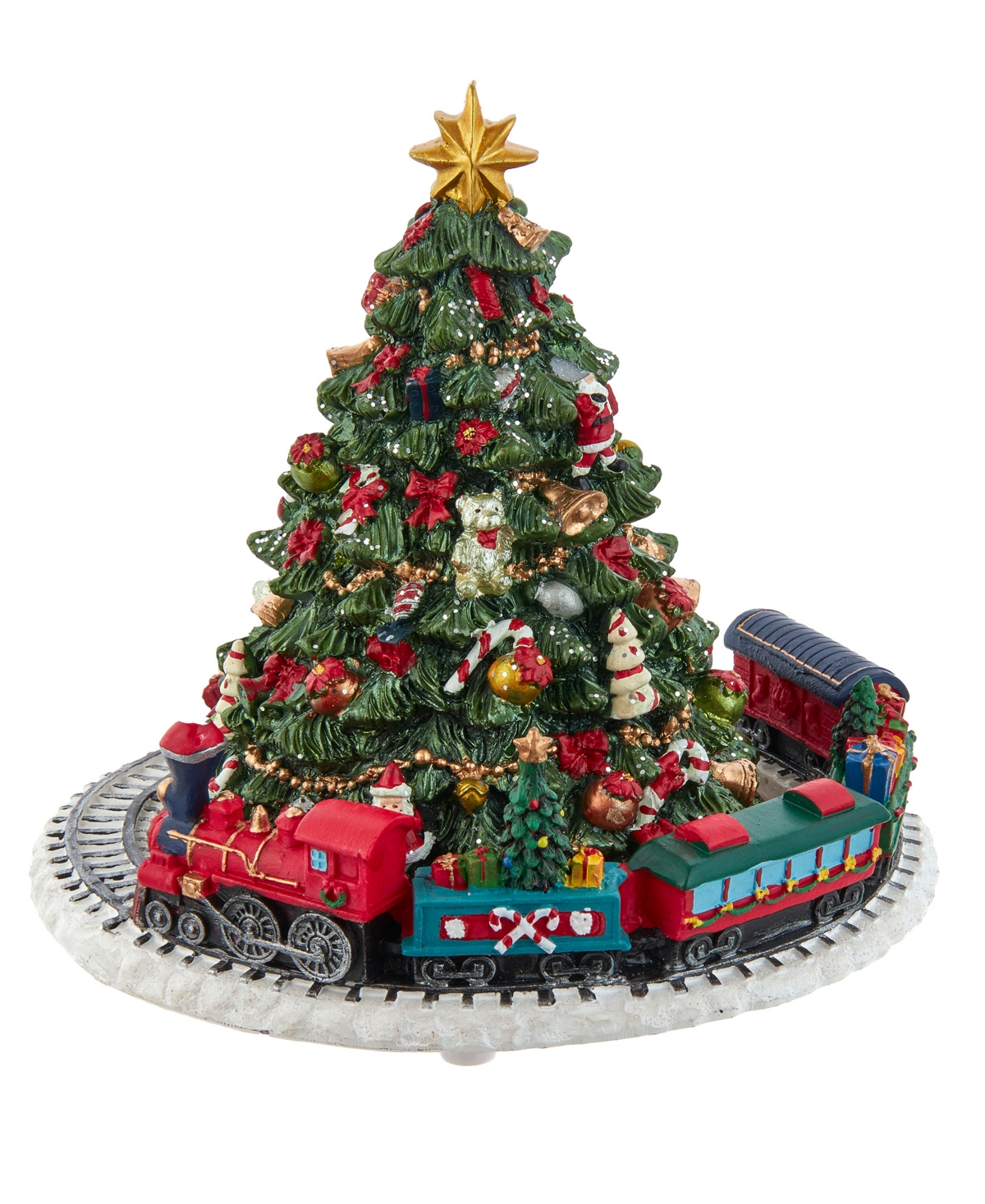 Kurt Adler 6" Christmas Tree With Revolving Train Music Box In Multicolored