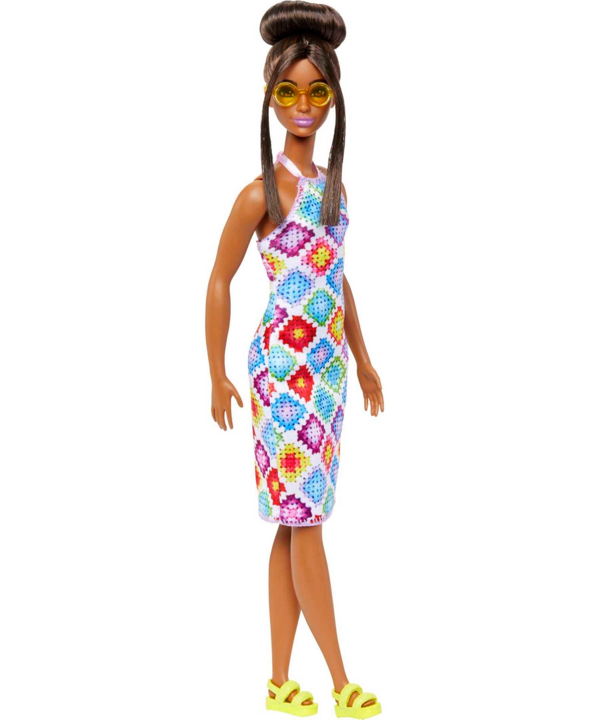 Barbie Kids' Fashionistas Doll 210 With Bun And Crochet Halter Dress In Multi-color