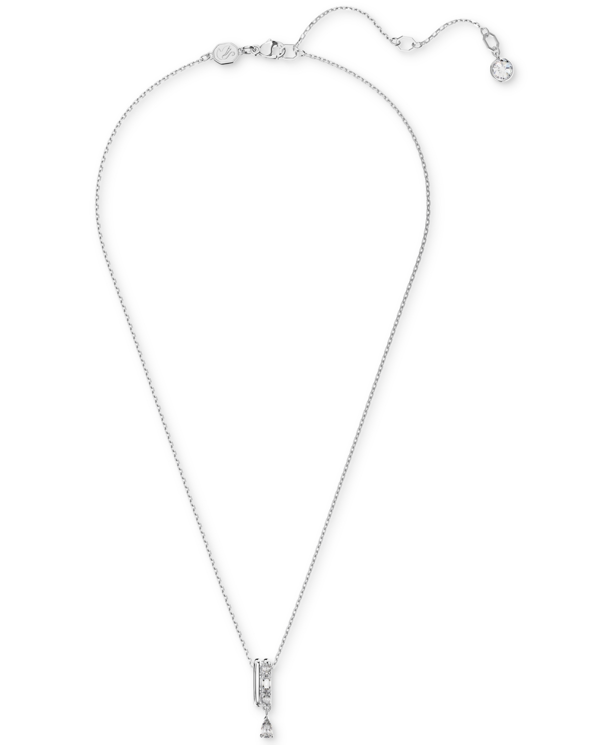 Swarovski Rhodium-Plated Mixed Crystal Double Ring Pendant Necklace, 15" + 2" extender