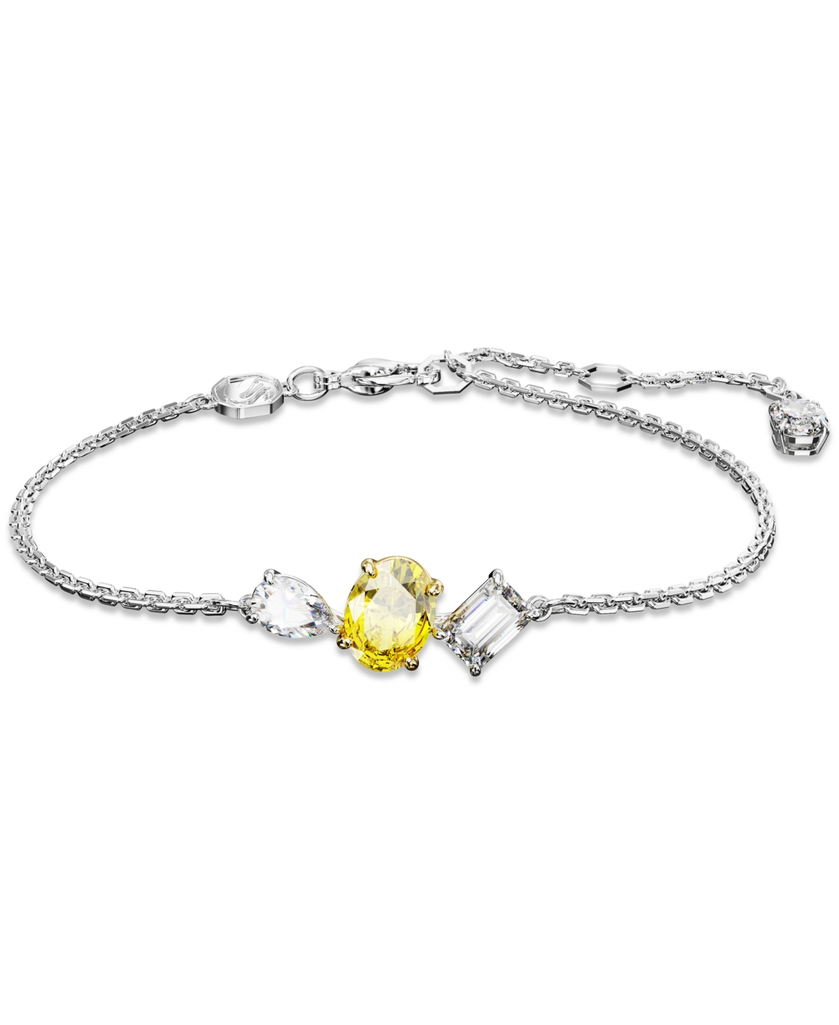 Swarovski Rhodium-plated Mixed Crystal Link Bracelet In Yellow