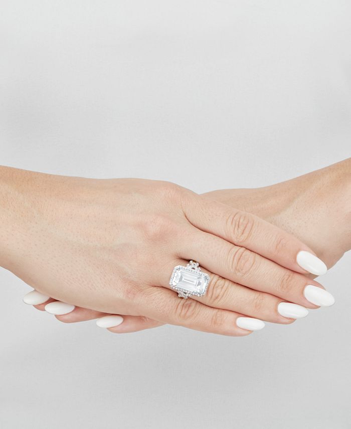 Arabella Cubic Zirconia Halo Statement Ring in Sterling Silver Macy's