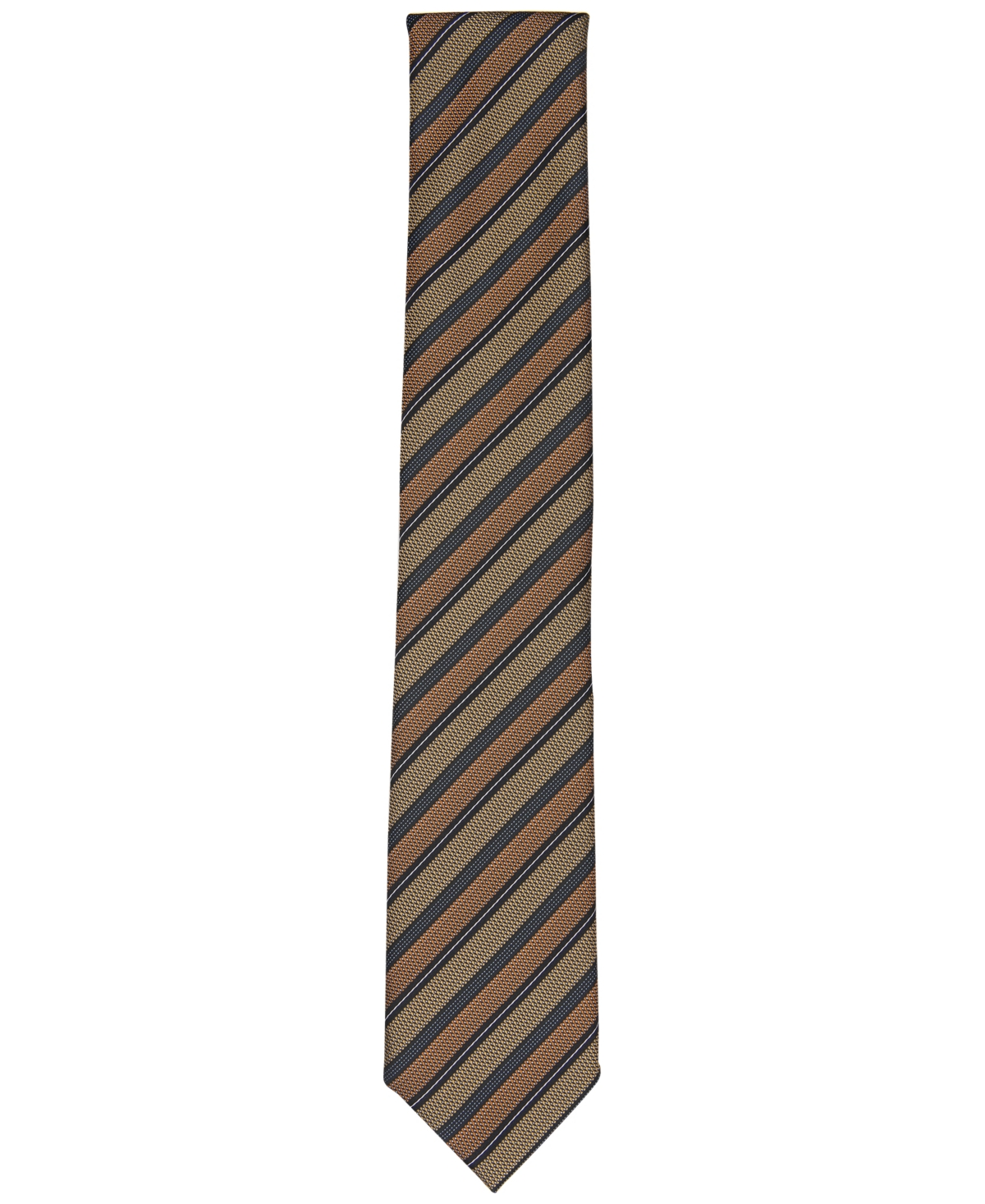 Shop Alfani Men's Farrell Stripe Tie, Created For Macy's In Cognac