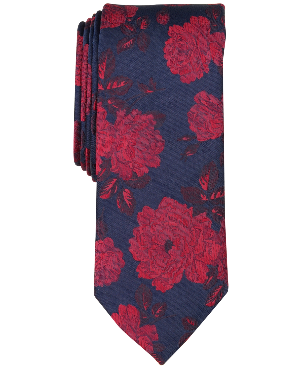 Bar Iii Men's Ellery Floral Tie, Created For Macy's In Burgundy