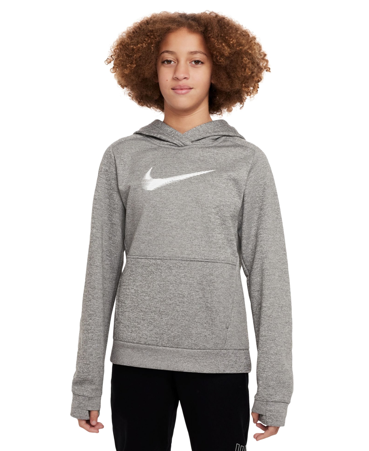 Nike Big Kids Therma Multi+ Pullover Training Hoodie In Dark Grey Heather