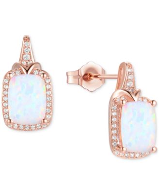 Amethyst (2-1/6 ct. t.w.) & Lab-Grown White Sapphire (1/4 ct. t.w.) Halo Stud Earrings in 14k Gold-Plated Sterling Silver (Also in Additional Gemstones)