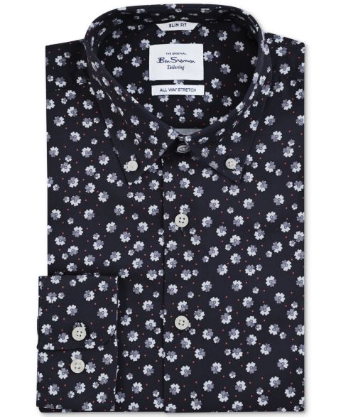 Мужская рубашка Ben Sherman Slim-Fit, цвет: Тёмно-синий