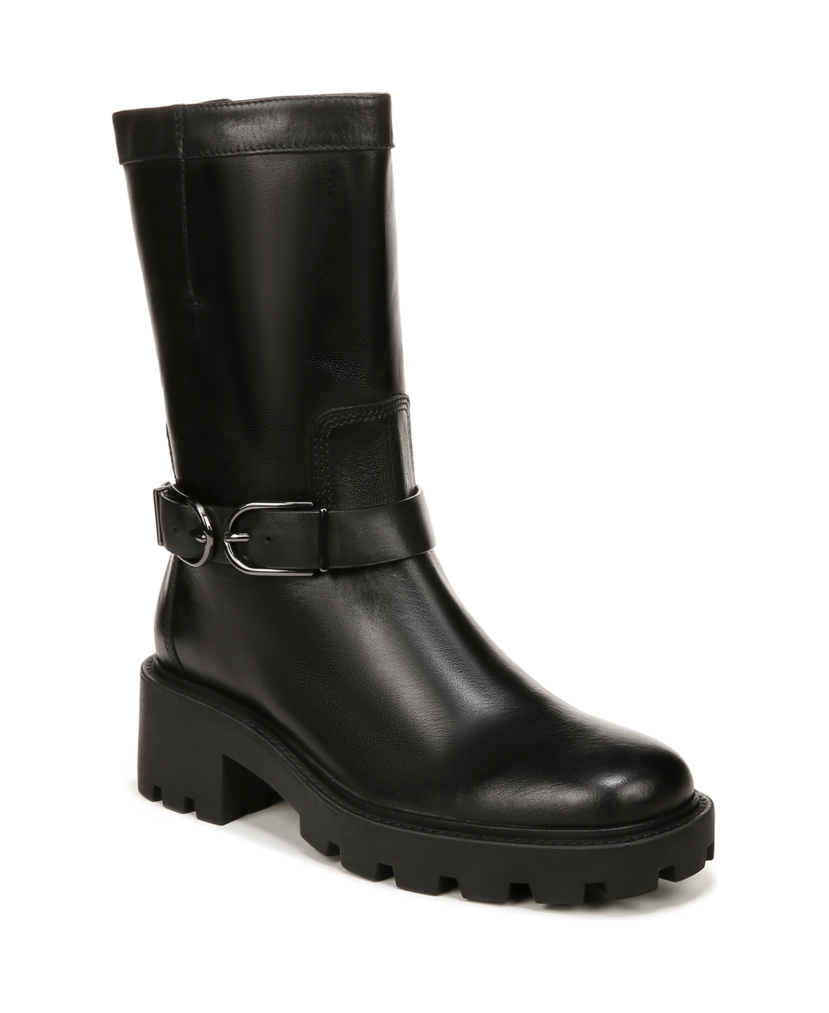 Elle Mid Shaft Moto Boots - Castagno Brown Leather
