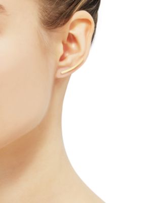 Polished Curved Bar Ear Climber in 10k Gold