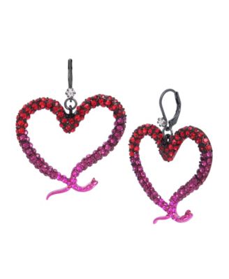 Betsey Johnson Faux Stone Snake Heart Drop Earrings - Macy's