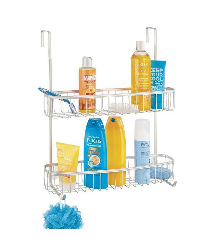 mDesign Extra Wide Stainless Steel 2Tier Bathroom Shower Over Door