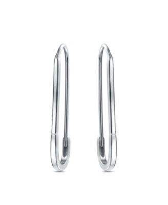 Inspirational Symbol Safety Pin Threader Drop Earrings Lapel Pin Brooch Sterling Silver
