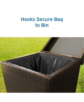 Outdoor Durable Wicker Trash Can with Lid - 30 Gallon