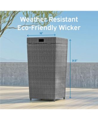 Outdoor Durable Wicker Trash Can with Lid - 30 Gallon