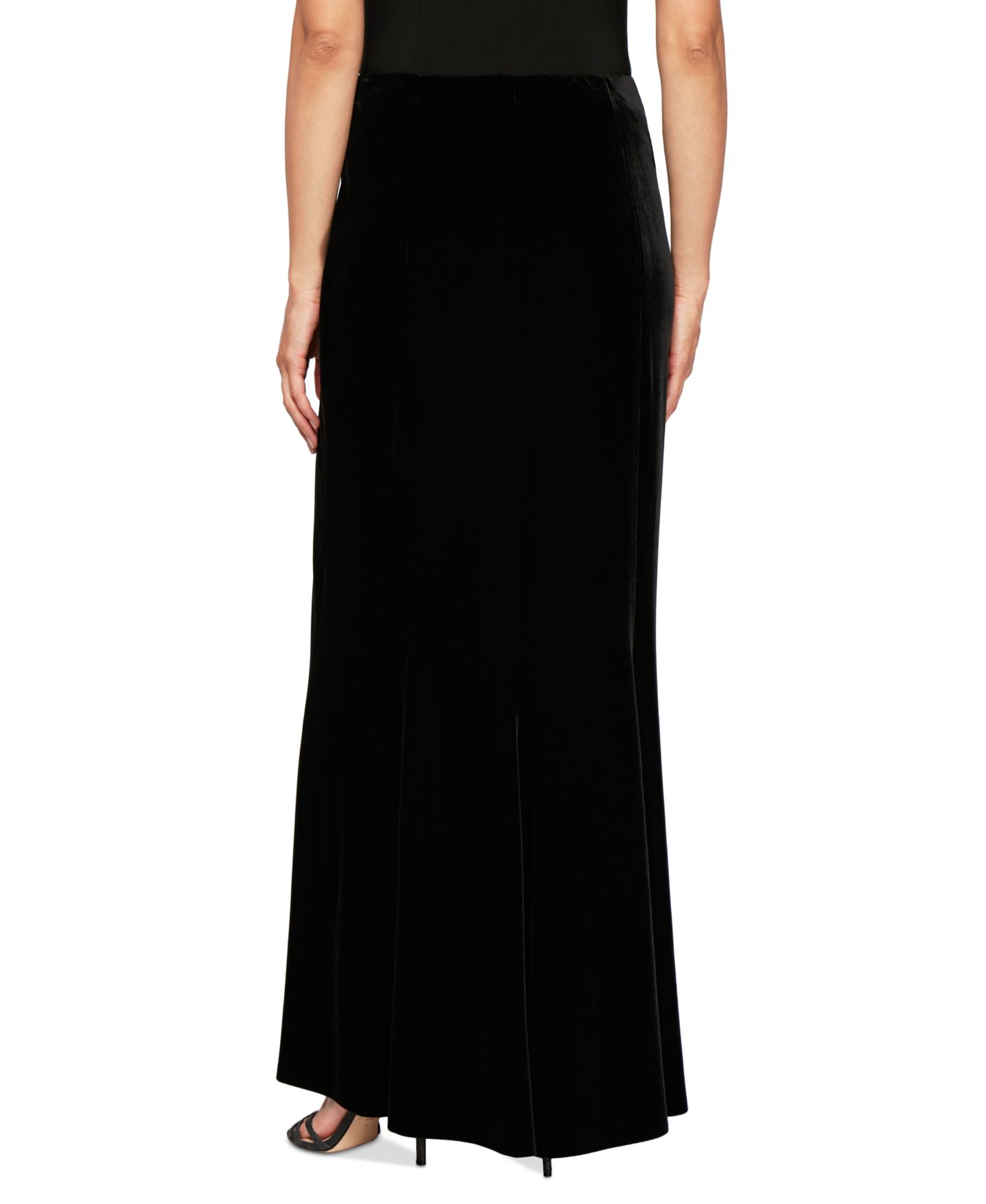 Женская юбка Alex Evenings Velvet Fishtail-Back Maxi, цвет: Чёрный — фото 2