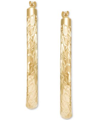 Diamond-Cut Oval Hoop Earrings in 14k Gold, 28mm