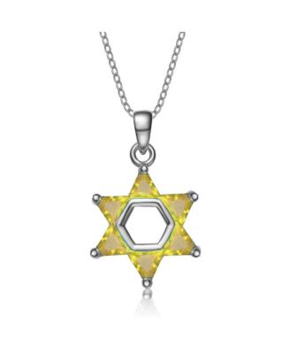 Brilliant Sterling Silver Cubic Zirconia Star of David Pendant Necklace