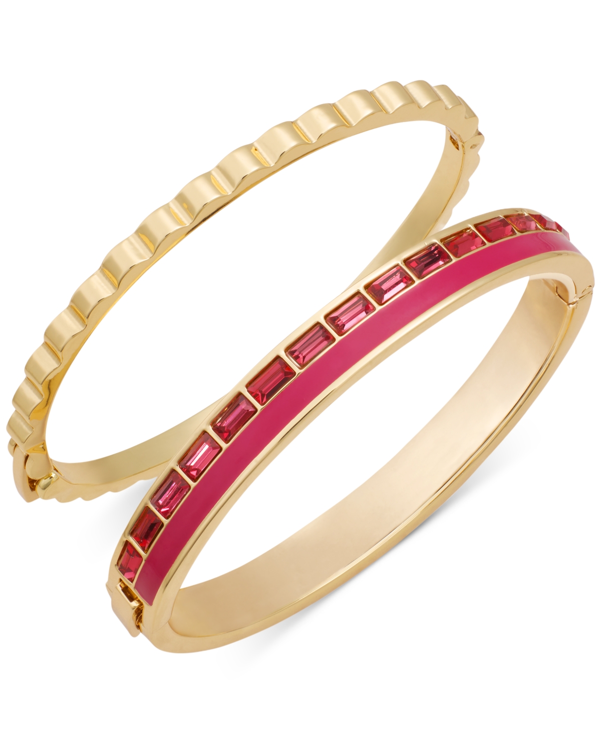 On 34th Gold-tone 2-pc. Set Stone & Enamel Bangle Bracelet, Created For Macy's In Pink