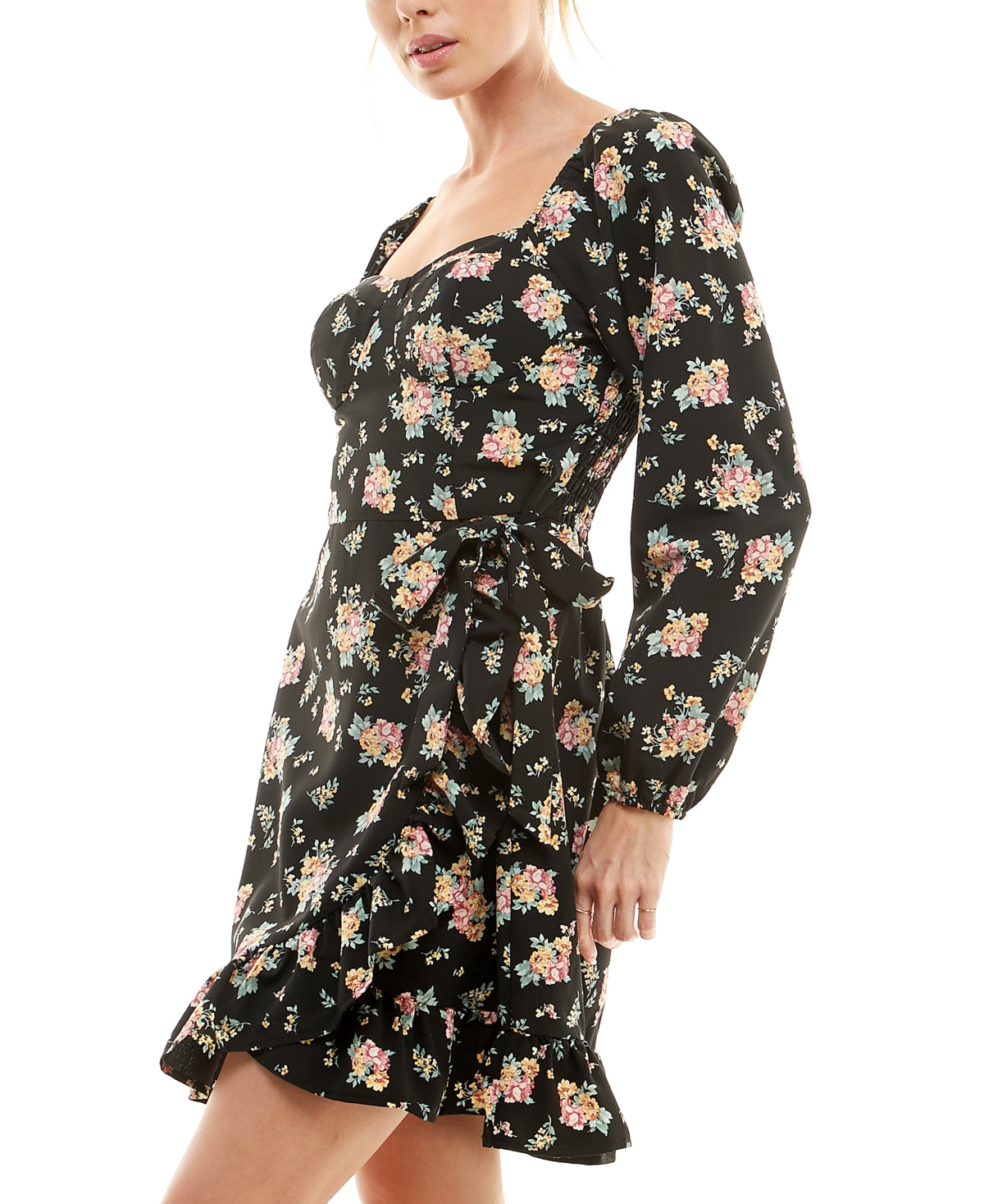 As U Wish Juniors' Long-Sleeve Sweetheart Dress -Pink