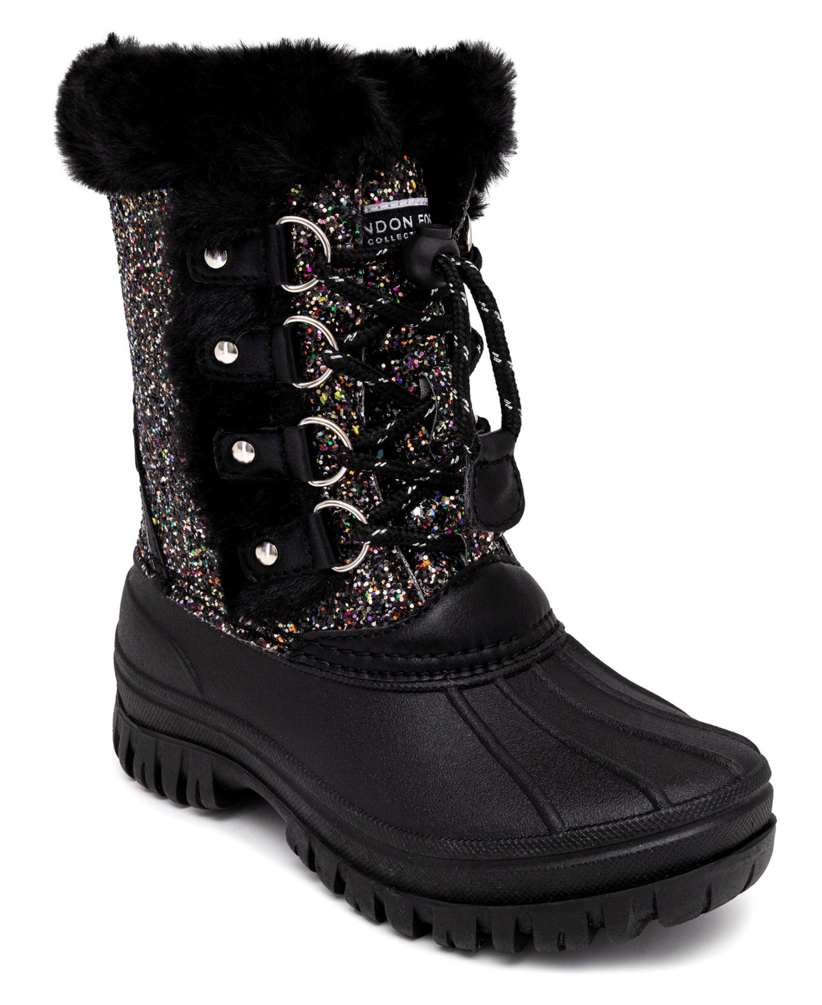 London Fog Little Girls Idina Duck Lace Up Boots In Black