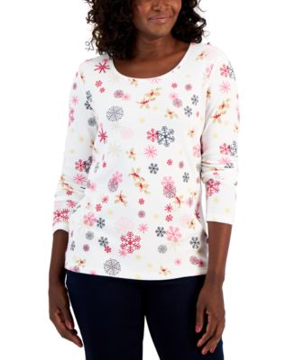 Karen Scott Women s Long Sleeve Winter Magic Top Created for Macy s Macy s