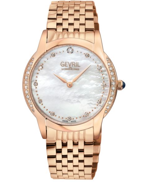 Женские часы Gevril Airolo Swiss Quartz Diamond IP Rose Stainless Steel Bracelet Watch, цвет: Розовый
