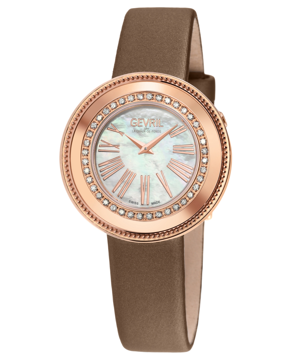 Shop Gevril Women's Gandria Brown Leather Watch 36mm In Rose