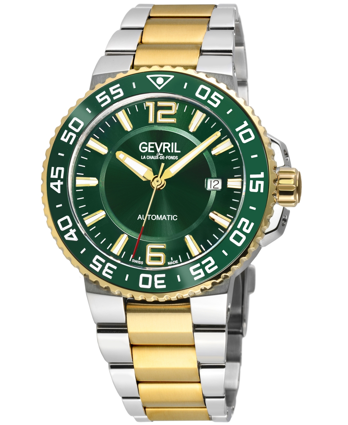 Gevril Riverside Automatic Green Dial Mens Watch 46703 In Silver