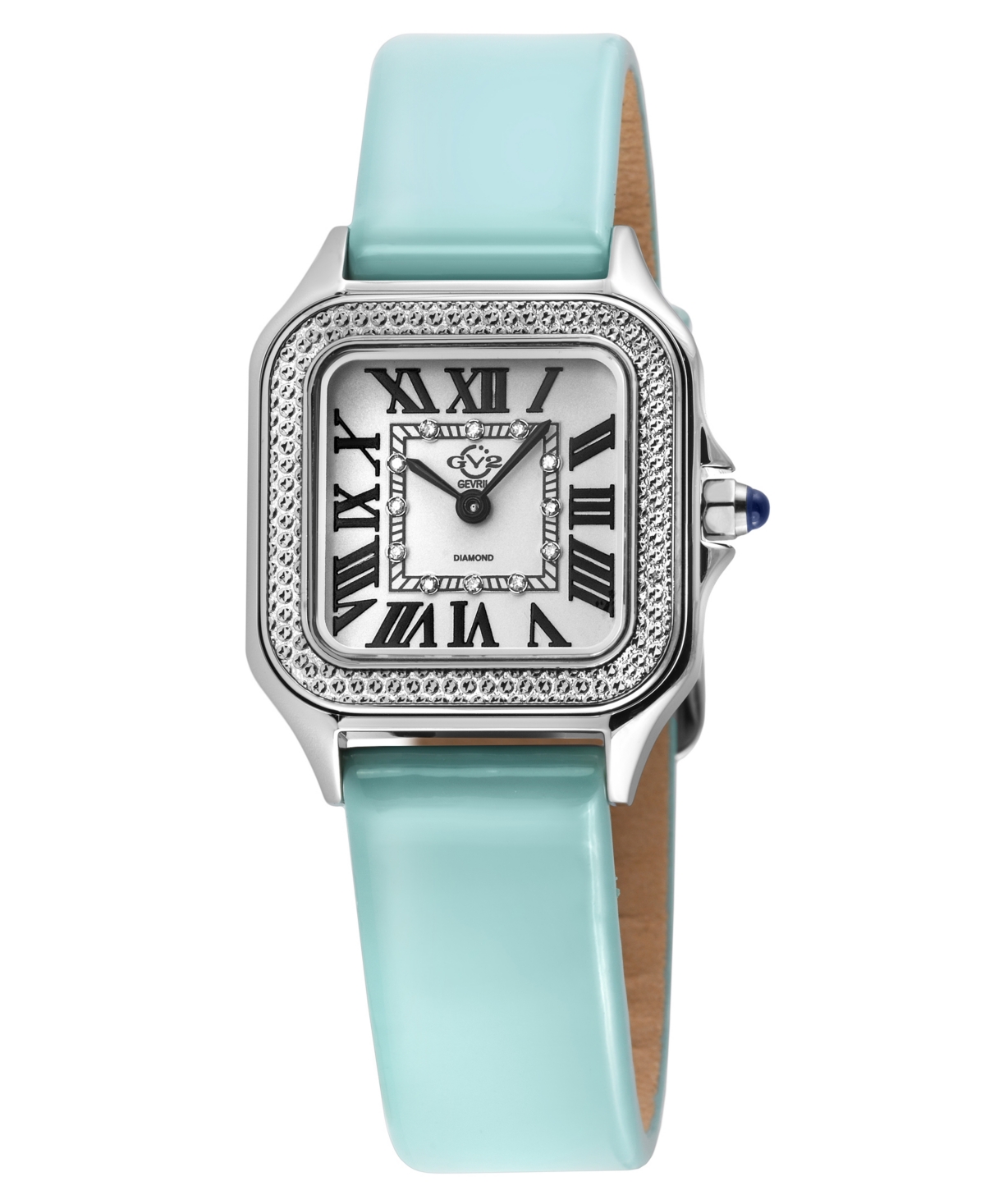 Gv2 By Gevril Women's Milan Exquisite Turquoise Leather Watch 27.5mm In Silver