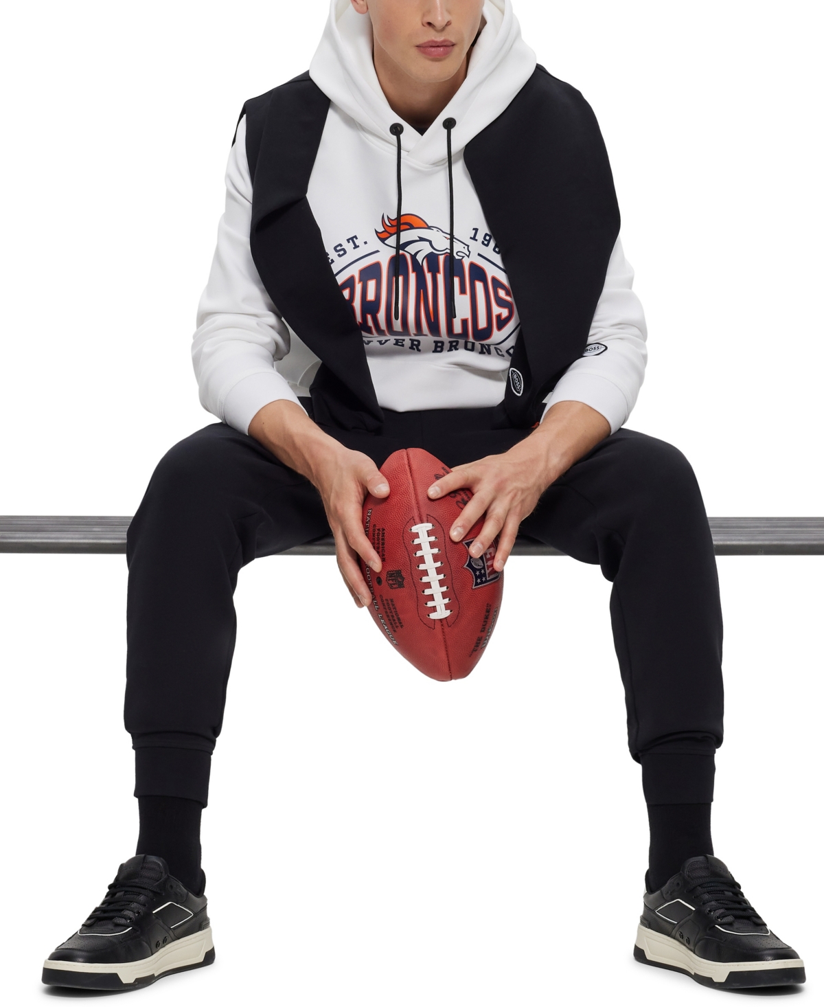 Shop Hugo Boss Boss By  Men's Boss X Denver Broncos Nfl Hoodie In Open White