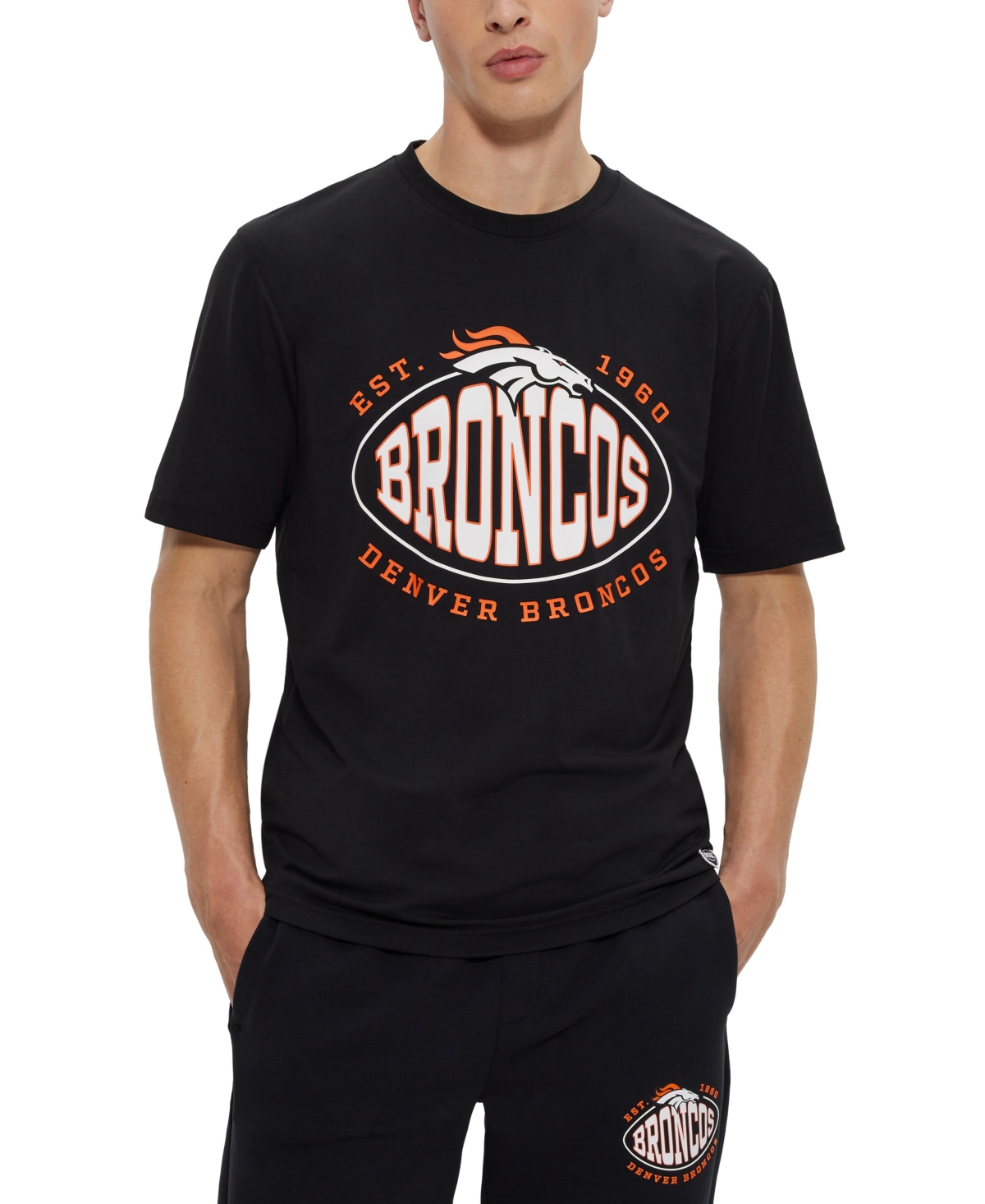 Shop Hugo Boss Boss By  Men's Boss X Nfl Denver Broncos T-shirt In Charcoal