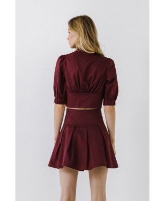 Women's Tied Front Cropped Top