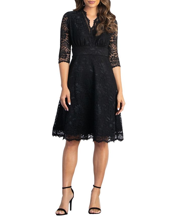 Kiyonna Women's Mademoiselle Lace Cocktail Dress with Sleeves Macy's