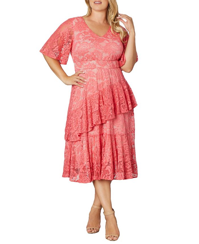 Kiyonna Women s Plus Size Lace Affair Tiered Cocktail Dress Macy s