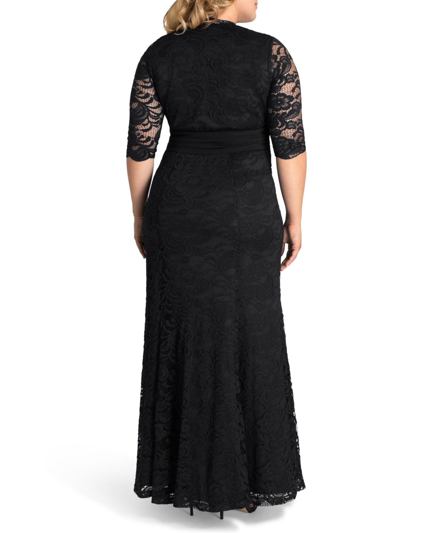 Женское платье Kiyonna Plus Size Screen Siren Lace Evening Gown, цвет: Оникс — фото 2