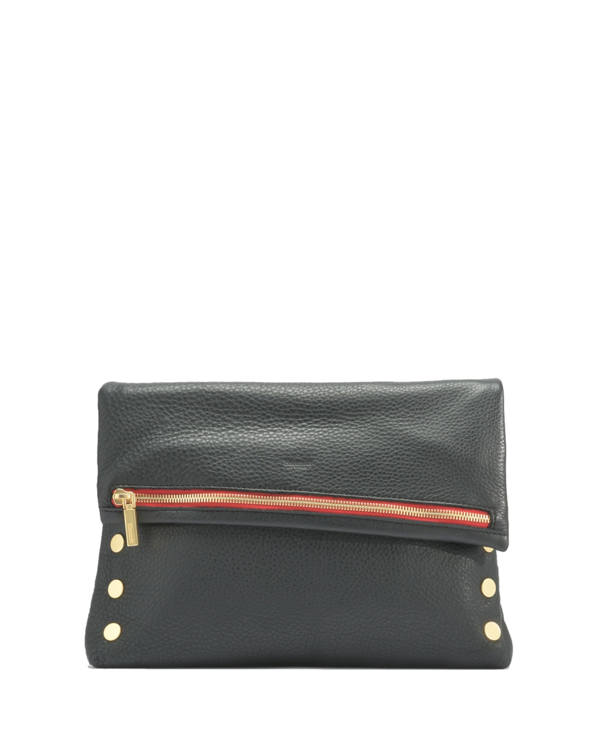 Shop Hammitt Vip Large Leather Crossbody In Black Brushed Gold Red Zip