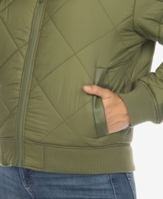 Women's Lightweight Diamond Quilted Puffer Bomber Jacket