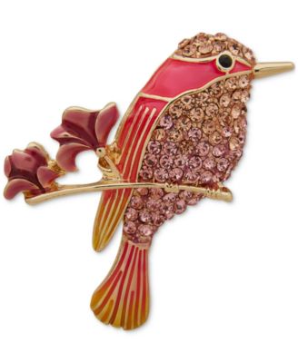 Anne Klein Gold-Tone Crystal Epoxy Bird Pin Macy's