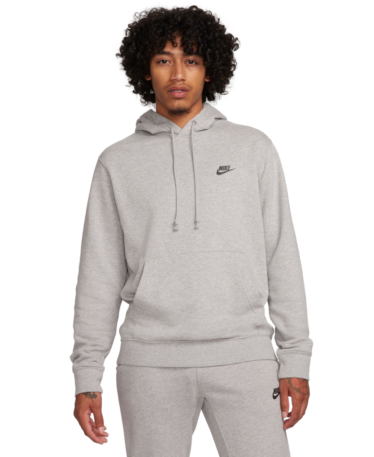 Nike Men's Sportswear Club Fleece+ Relaxed Fit Logo Hoodie In Dark Grey Heather
