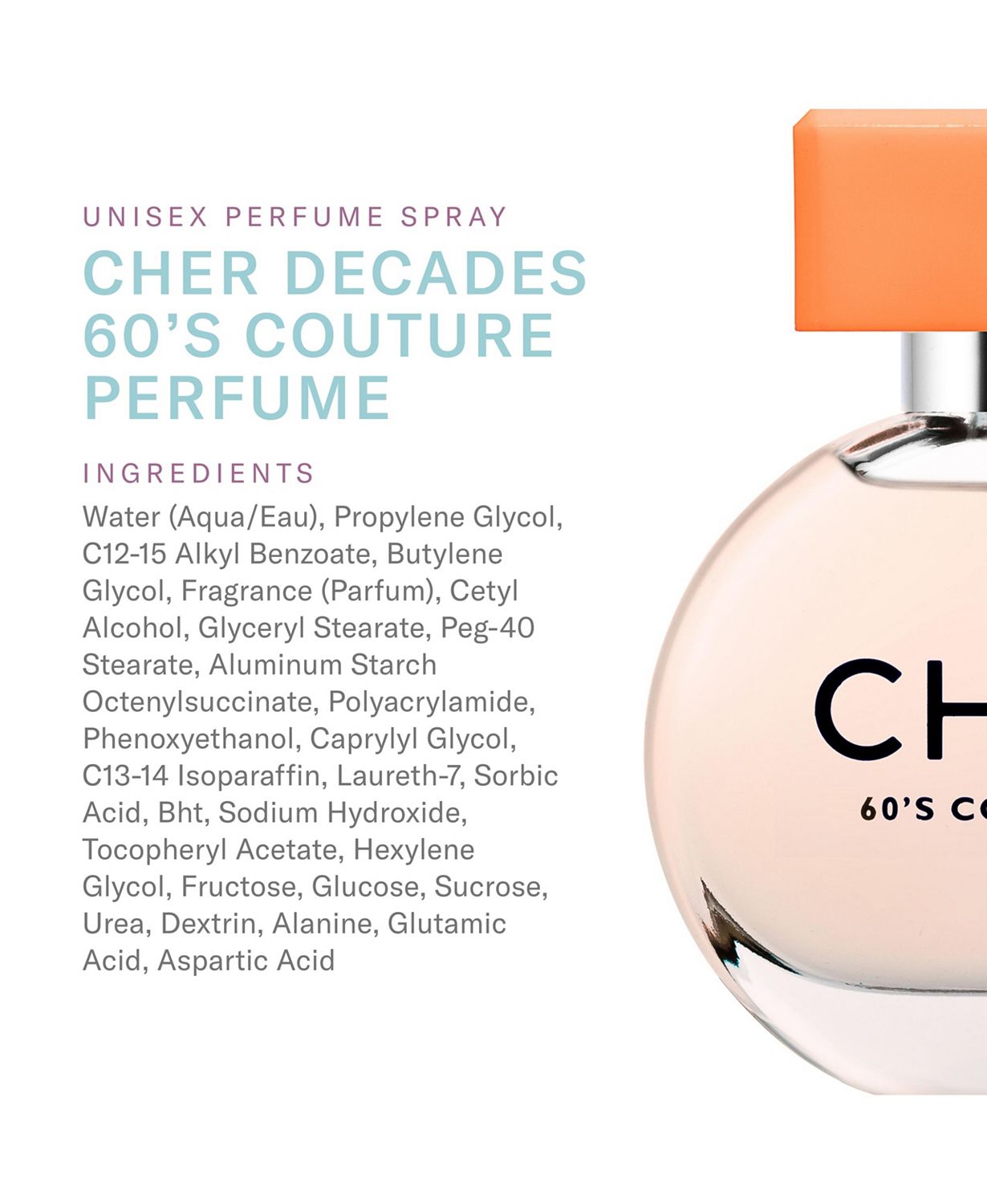 Cher Decades Couture - Unisex Perfume Spray - Cher Decades 60's - 1 Fl Oz