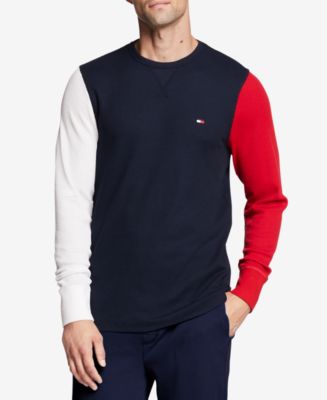 Tommy Hilfiger Men s Colorblocked Waffle Knit Long Sleeve Crewneck