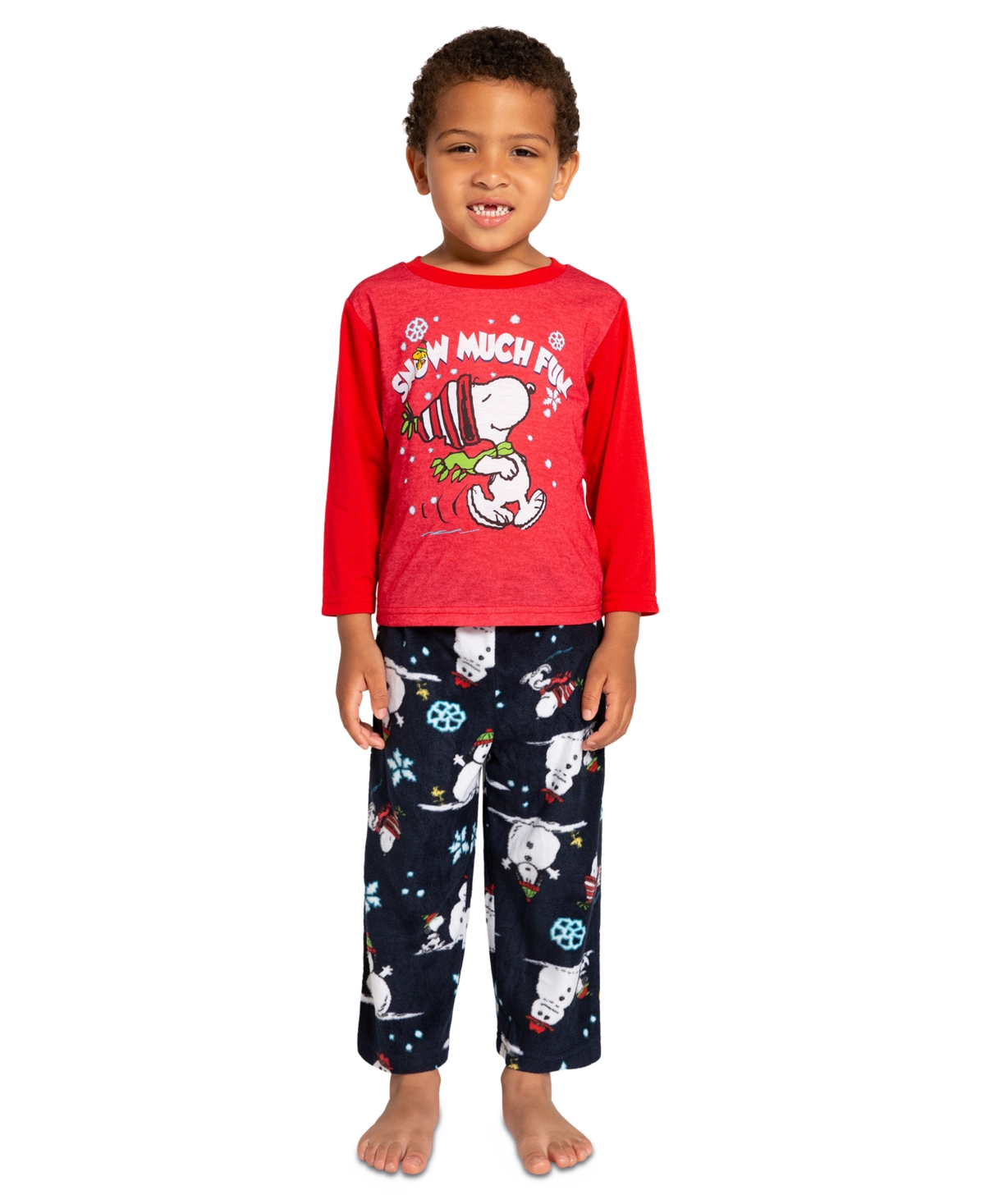 Briefly Stated Kids' Little Boys And Girls 2-piece Peanuts Long-sleeve Pajama Set In Grey